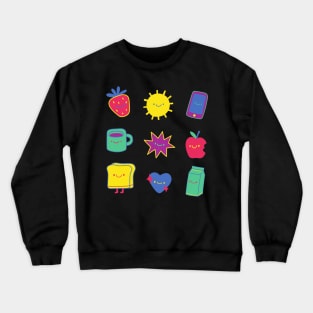 Cute Funky Pack Smiling Faces Crewneck Sweatshirt